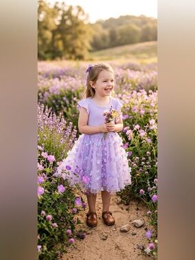 btween Lilac Ruffle Butterfly Tulle Dress Size 6